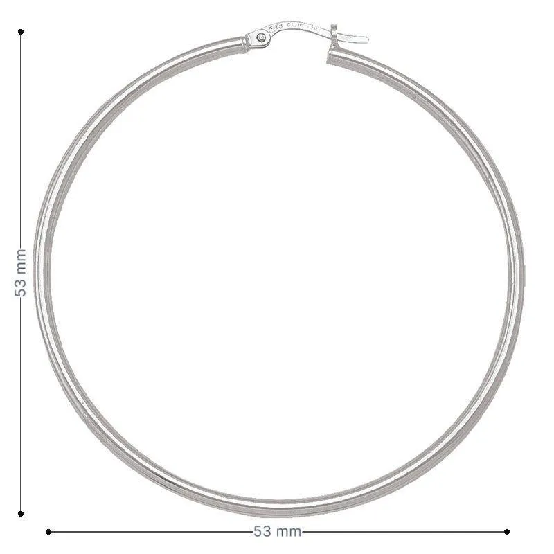 10K, 14K White Gold High Polish Plain 2mm Tube Hoop Earrings