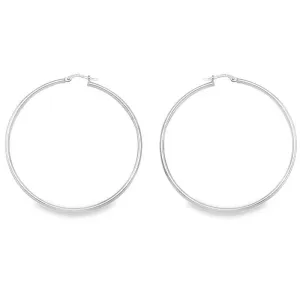 10K, 14K White Gold High Polish Plain 2mm Tube Hoop Earrings