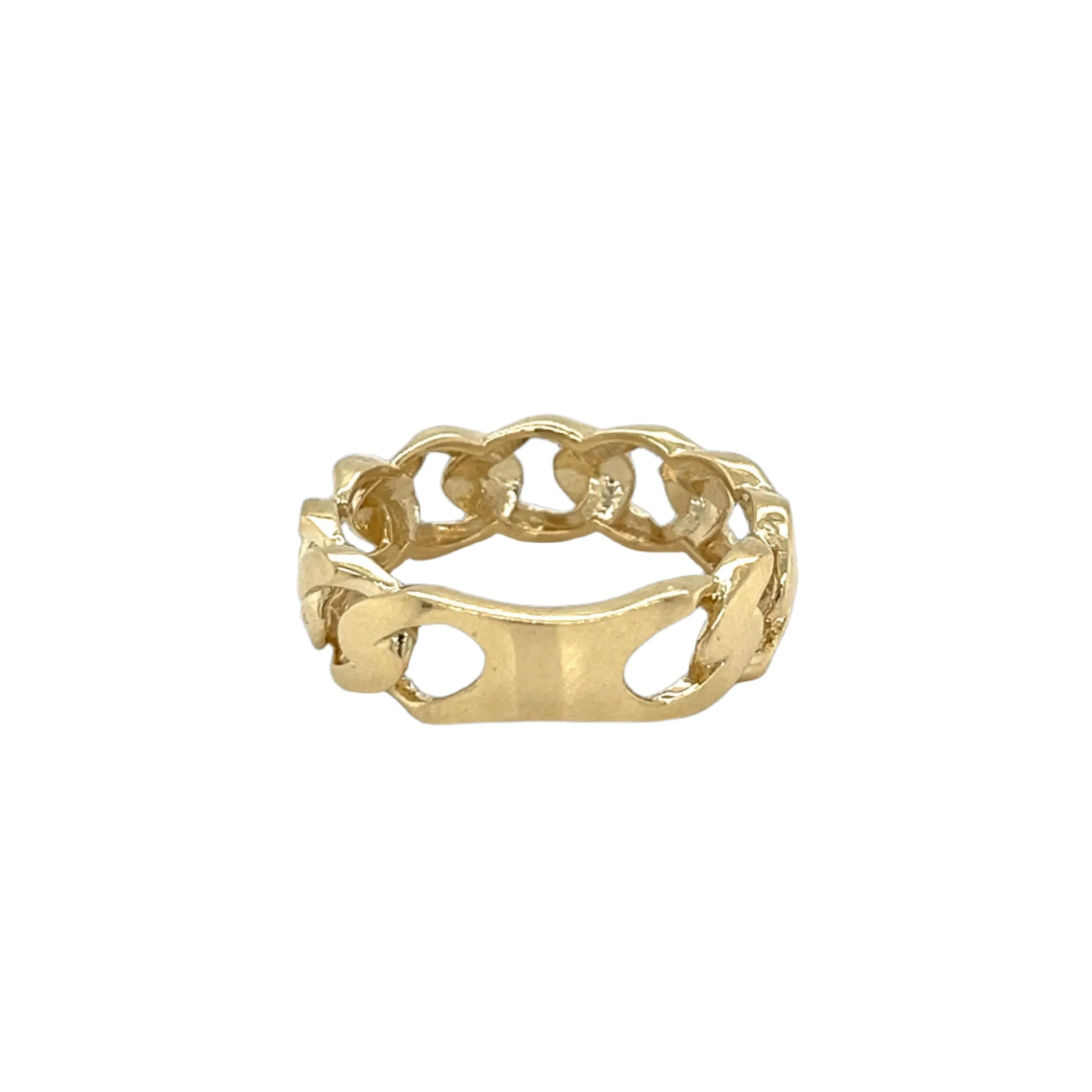 14K Gold Plain 7MM Miami Cuban Ring