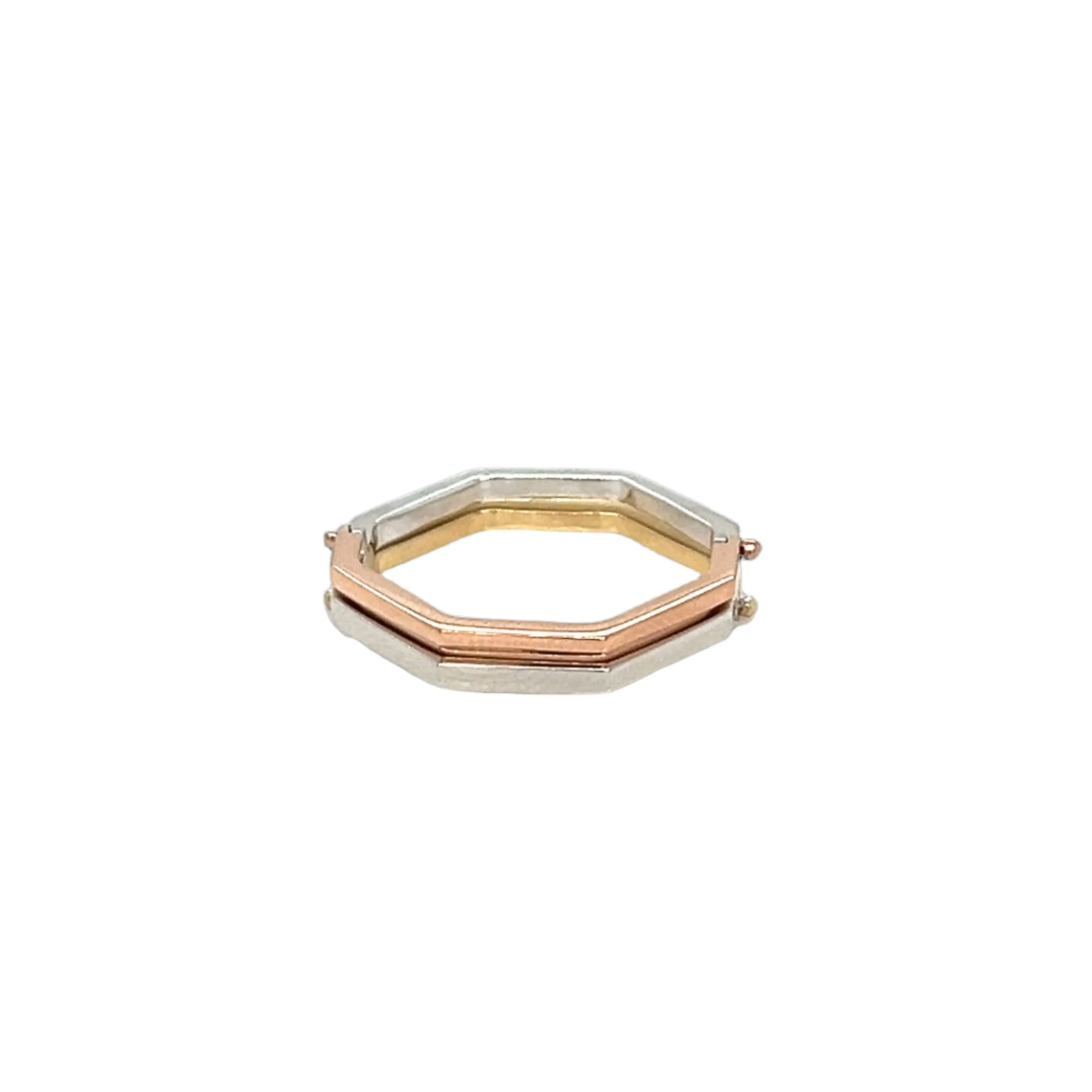 14K Gold Plain Flipping Three Toned Ring - G1029359