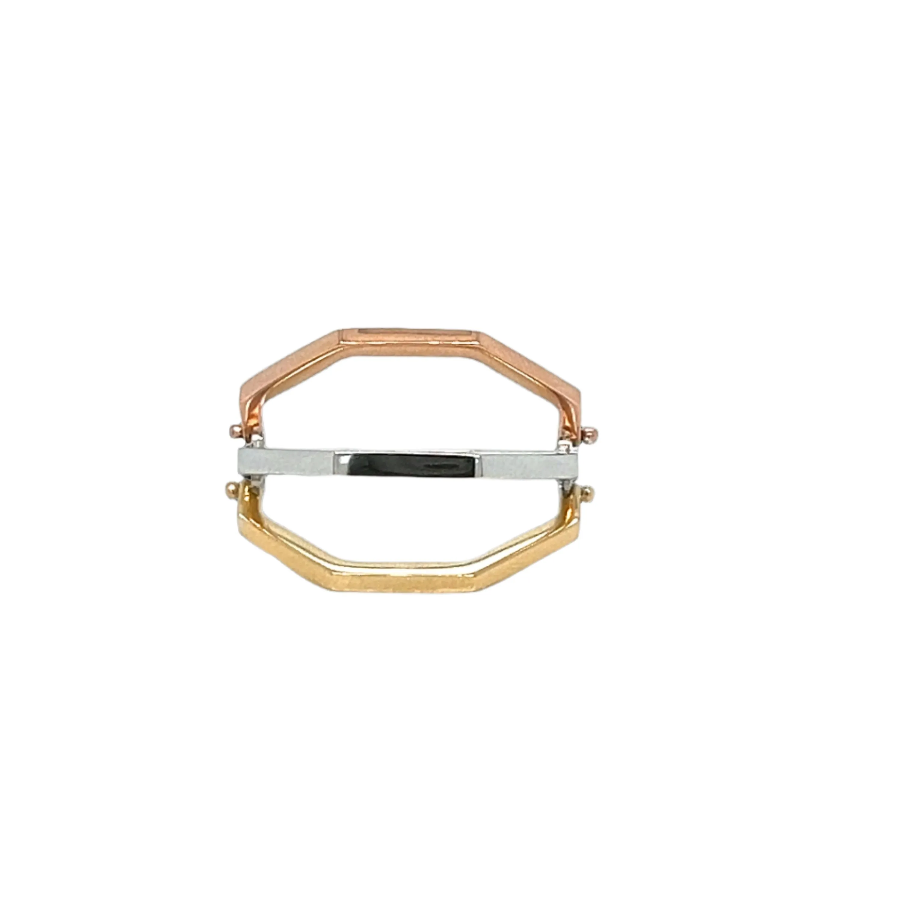 14K Gold Plain Flipping Three Toned Ring - G1029359