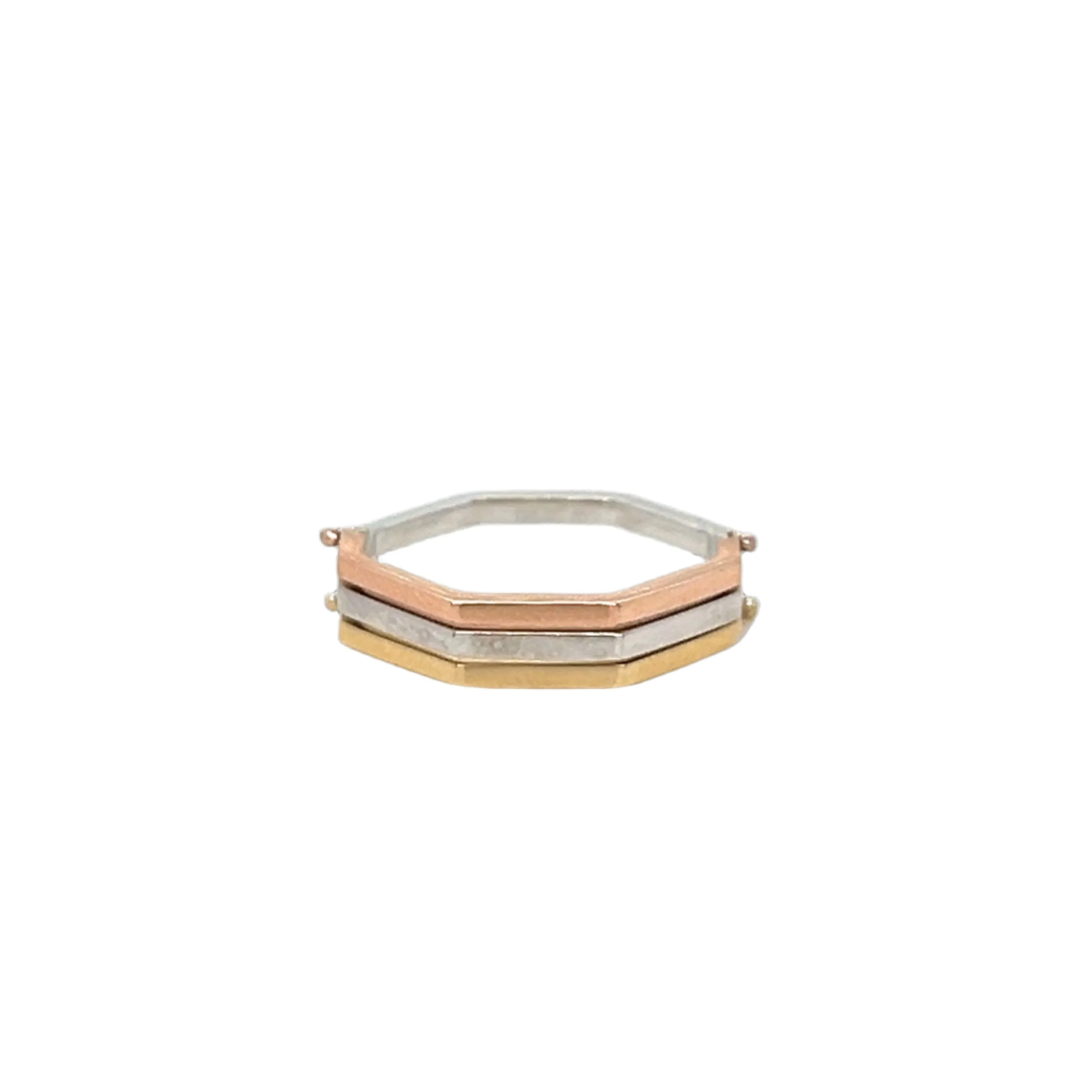 14K Gold Plain Flipping Three Toned Ring - G1029359