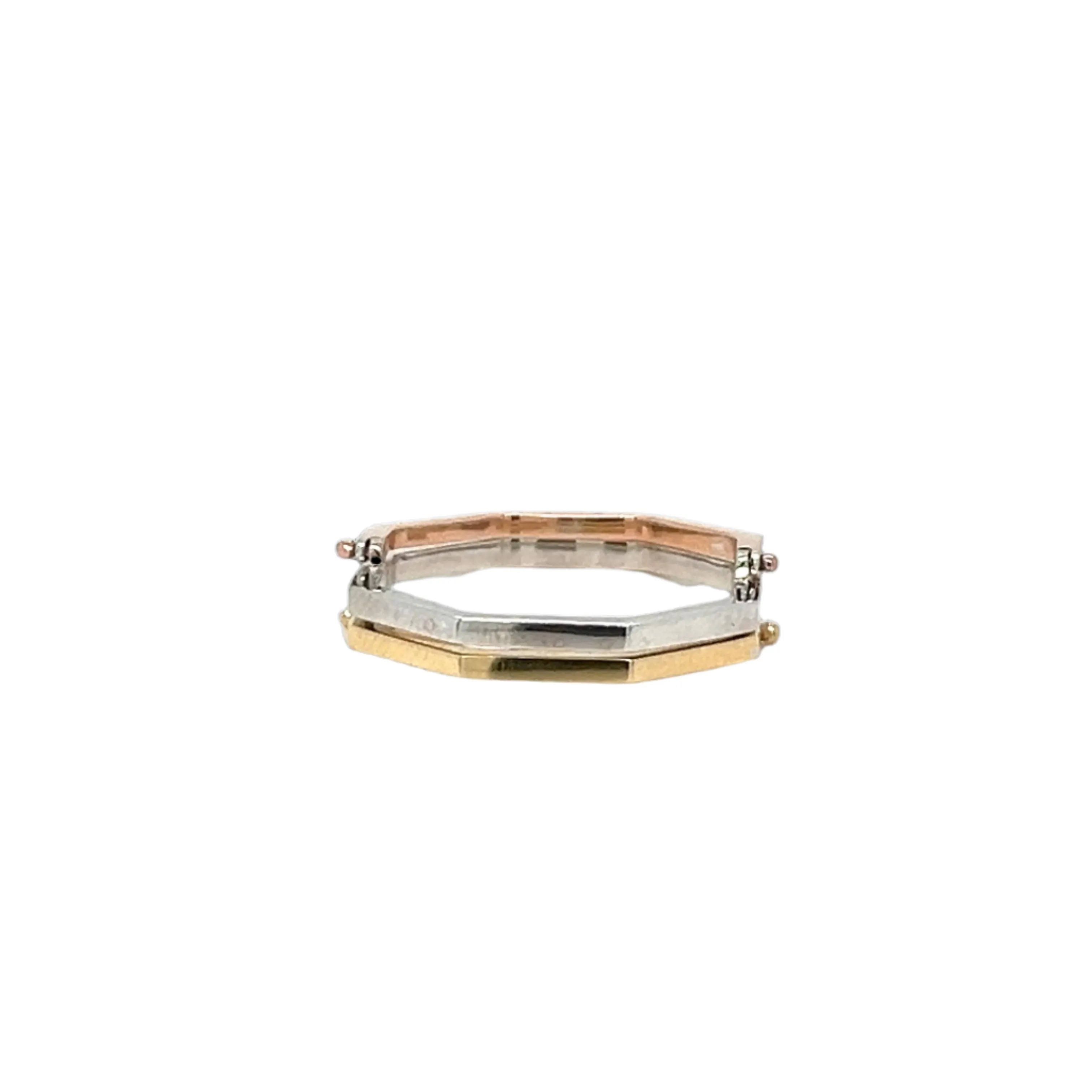 14K Gold Plain Flipping Three Toned Ring - G1029359