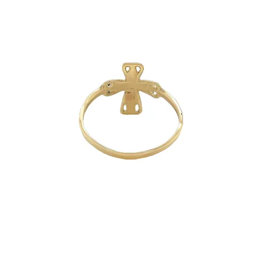 14K Gold Plain Jesus Cross Ring