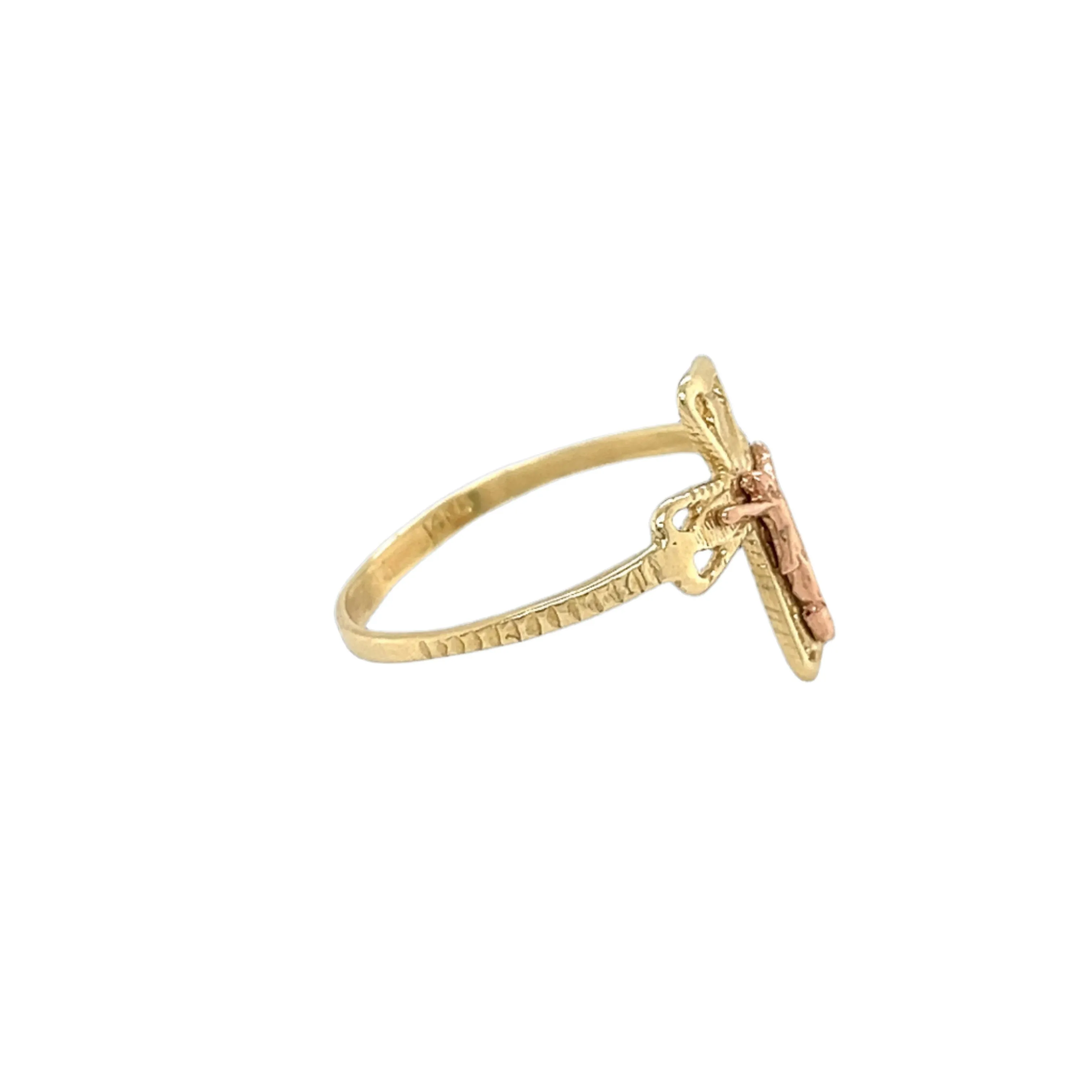 14K Gold Plain Jesus Cross Ring