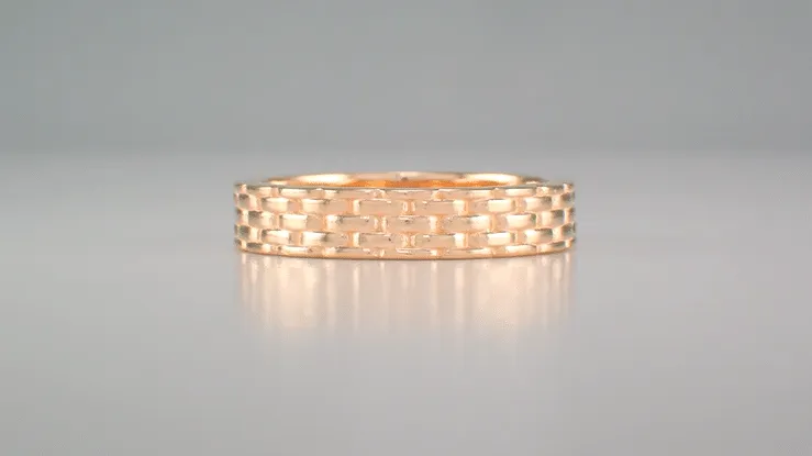 14K Rose Gold Basketweave Wedding Ring - 1960's Design - 4mm Wide