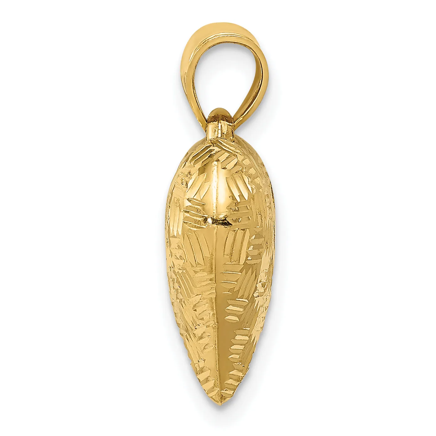 14k Yellow Gold Basket Weave Pattern 3-D Puffed Heart Pendant