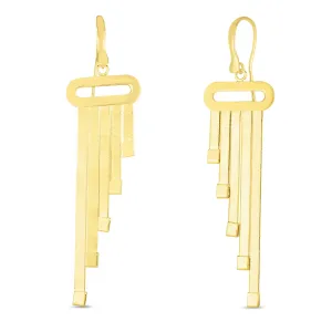 14K Yellow Gold Multi-Strand Herringbone Dangle Drop Earring