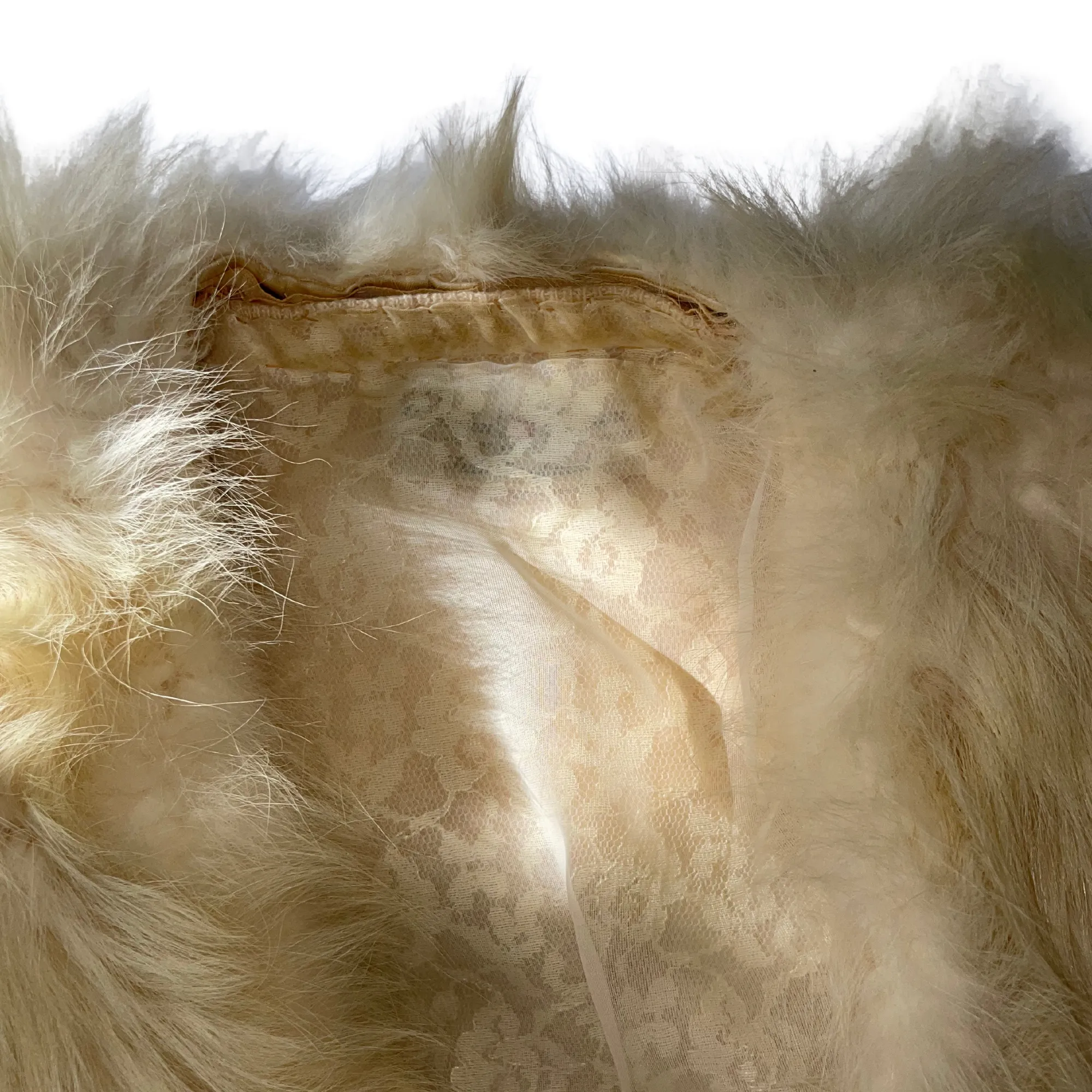 60s Beige Sweater with Fur Collar