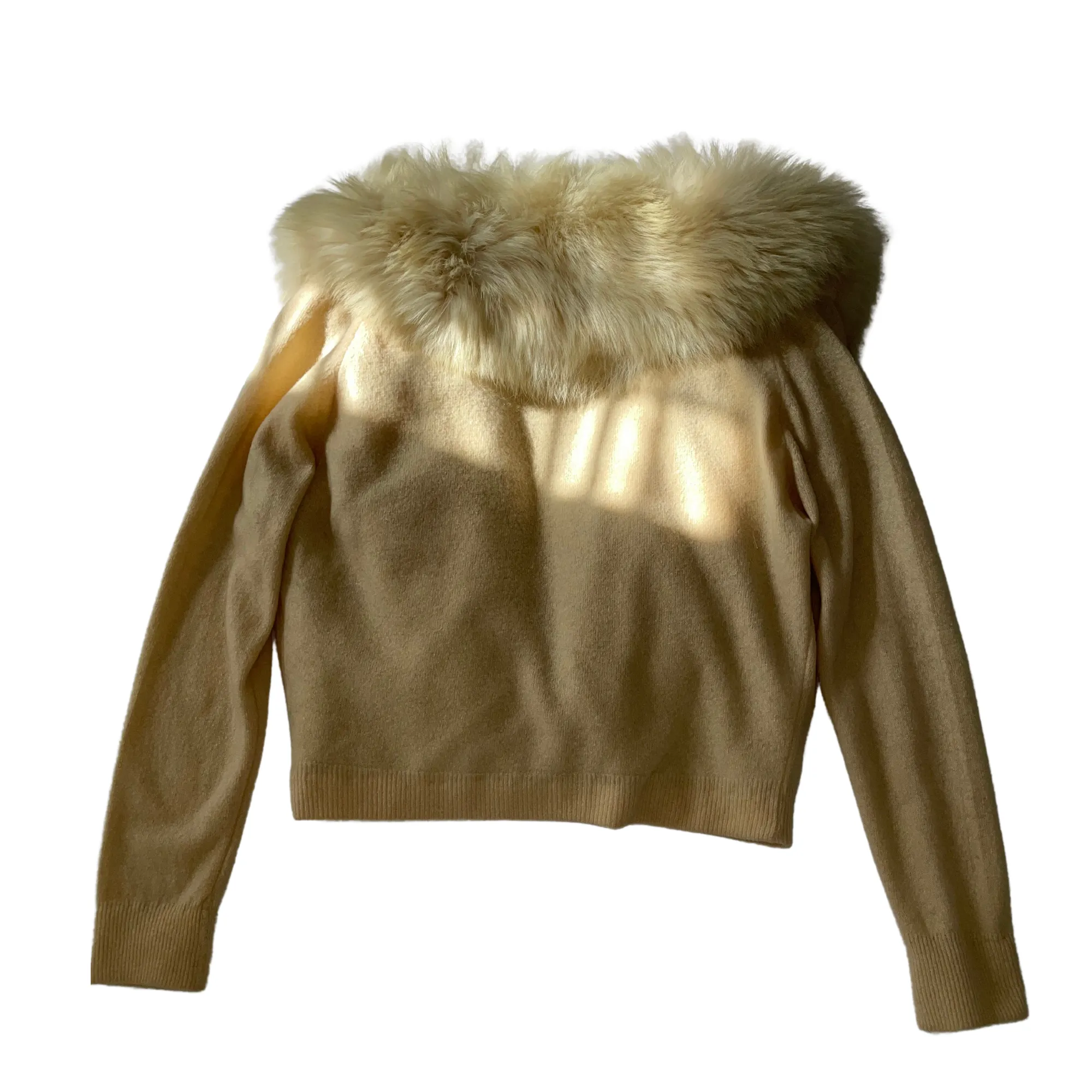 60s Beige Sweater with Fur Collar