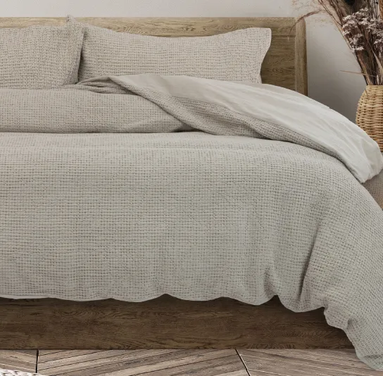 ALGODON "Ranch" COTTON WAFFLE QUILT COVER SET - SAND