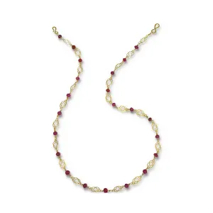 Ancient Weave - Herakles Knot Necklace - 22K and Ruby