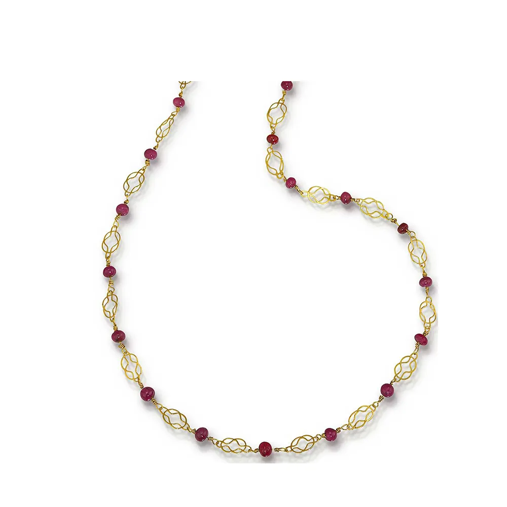 Ancient Weave - Herakles Knot Necklace - 22K and Ruby