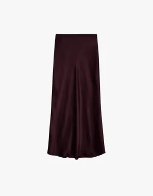 Anine Bing Bar Silk Skirt in Burgundy