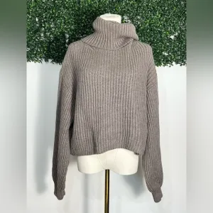 Aritzia Babaton Guell Merino Wool Turtleneck Sweater Taupe Large