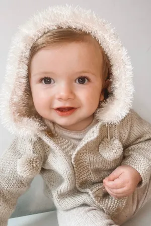 Bespoke Stone Faux Fur Hoodie
