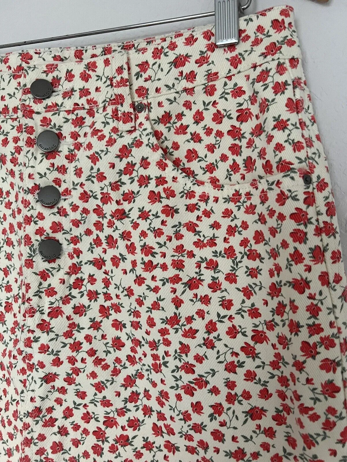 BILLABONG Floral Flower Denim Mini Skirt Sz 30W 90s 2Yk Boho