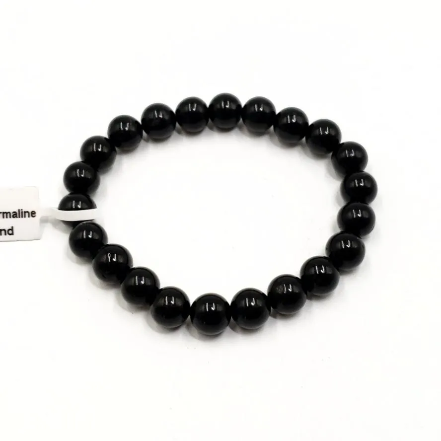 Black Tourmaline Bead Bracelet 8mm