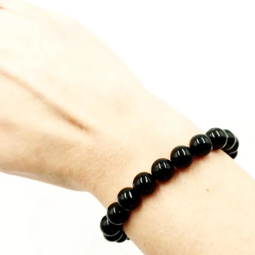 Black Tourmaline Bead Bracelet 8mm