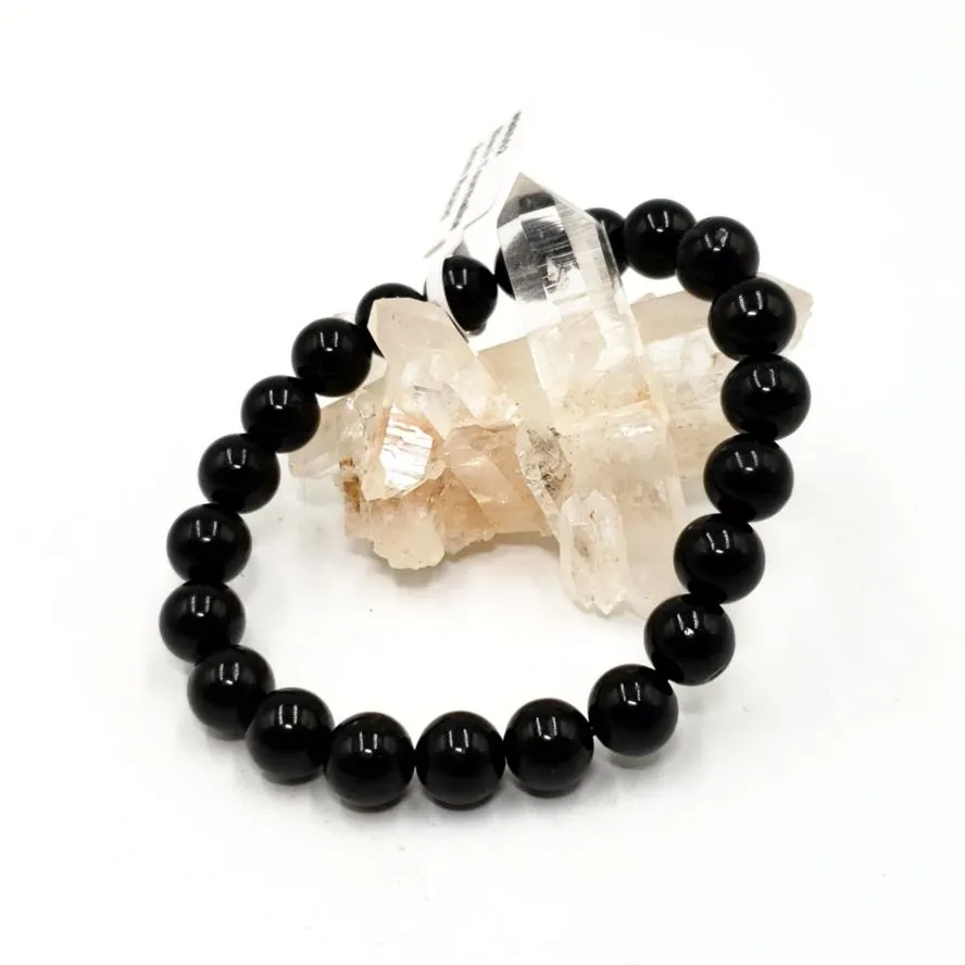 Black Tourmaline Bead Bracelet 8mm
