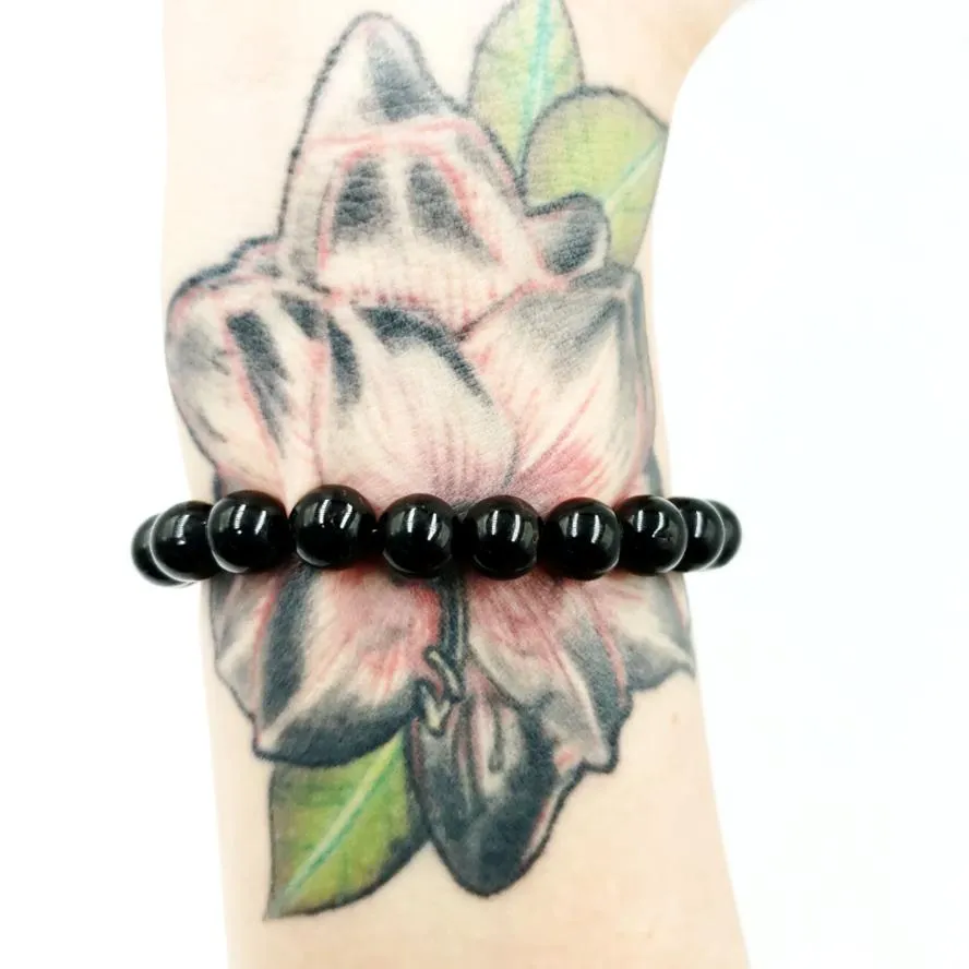 Black Tourmaline Bead Bracelet 8mm