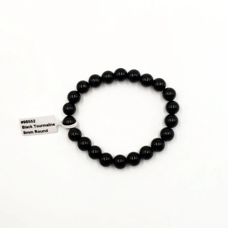 Black Tourmaline Bead Bracelet 8mm