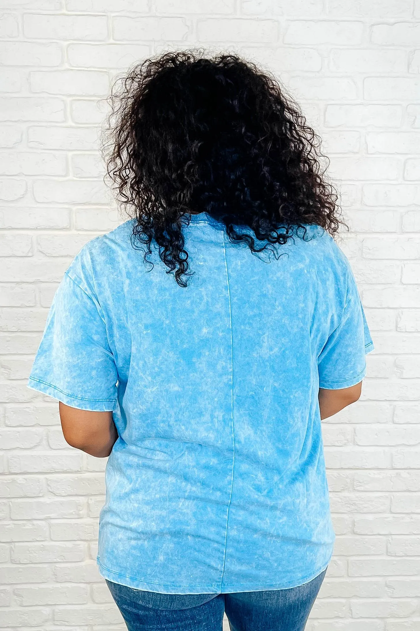 Casual Basic Drop Shoulder Oversized Tee in Deep Sky