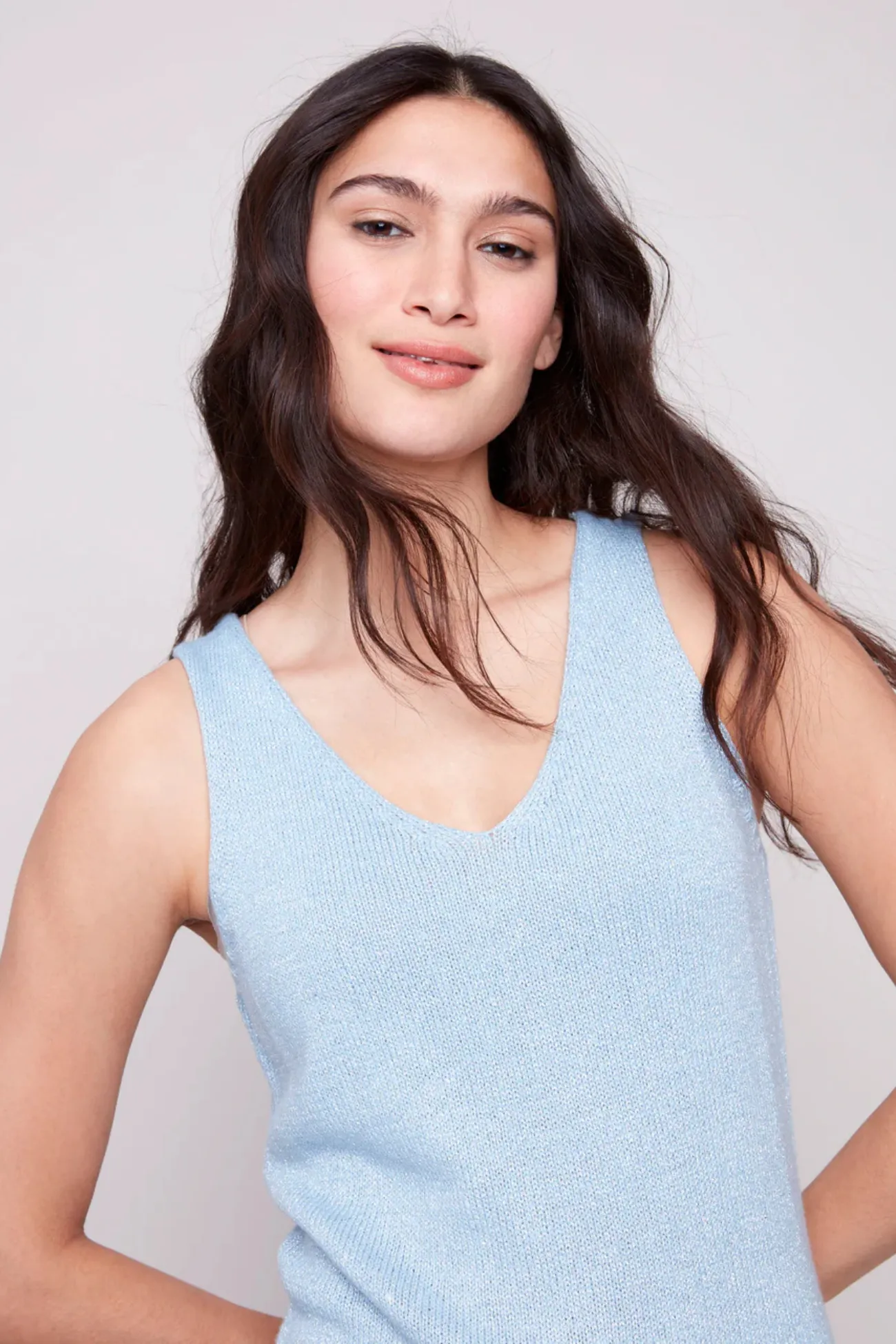 Charlie B Bluebell Metallic Lurex Knit Cami