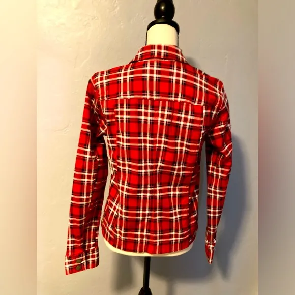 Charter Club Red Denim Plaid Jacket
