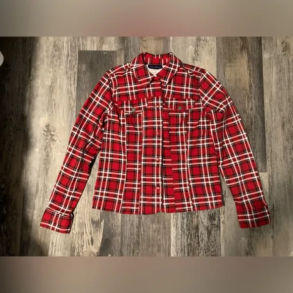 Charter Club Red Denim Plaid Jacket