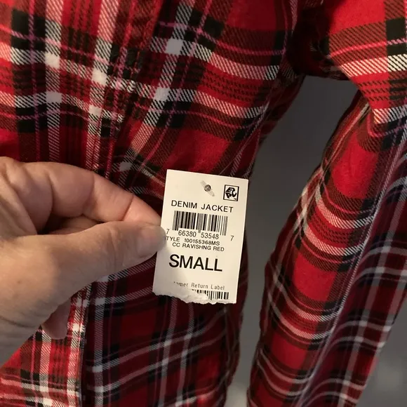 Charter Club Red Denim Plaid Jacket