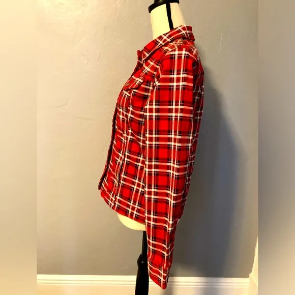 Charter Club Red Denim Plaid Jacket
