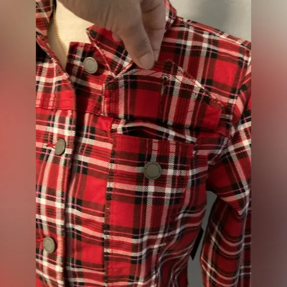 Charter Club Red Denim Plaid Jacket