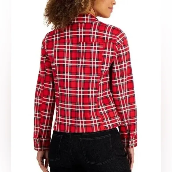 Charter Club Red Denim Plaid Jacket
