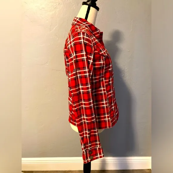 Charter Club Red Denim Plaid Jacket