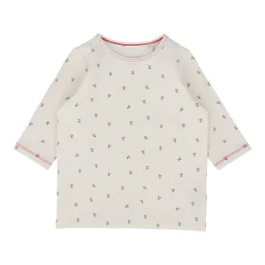 Cherry Floral Tee Three Quarter Sleeve