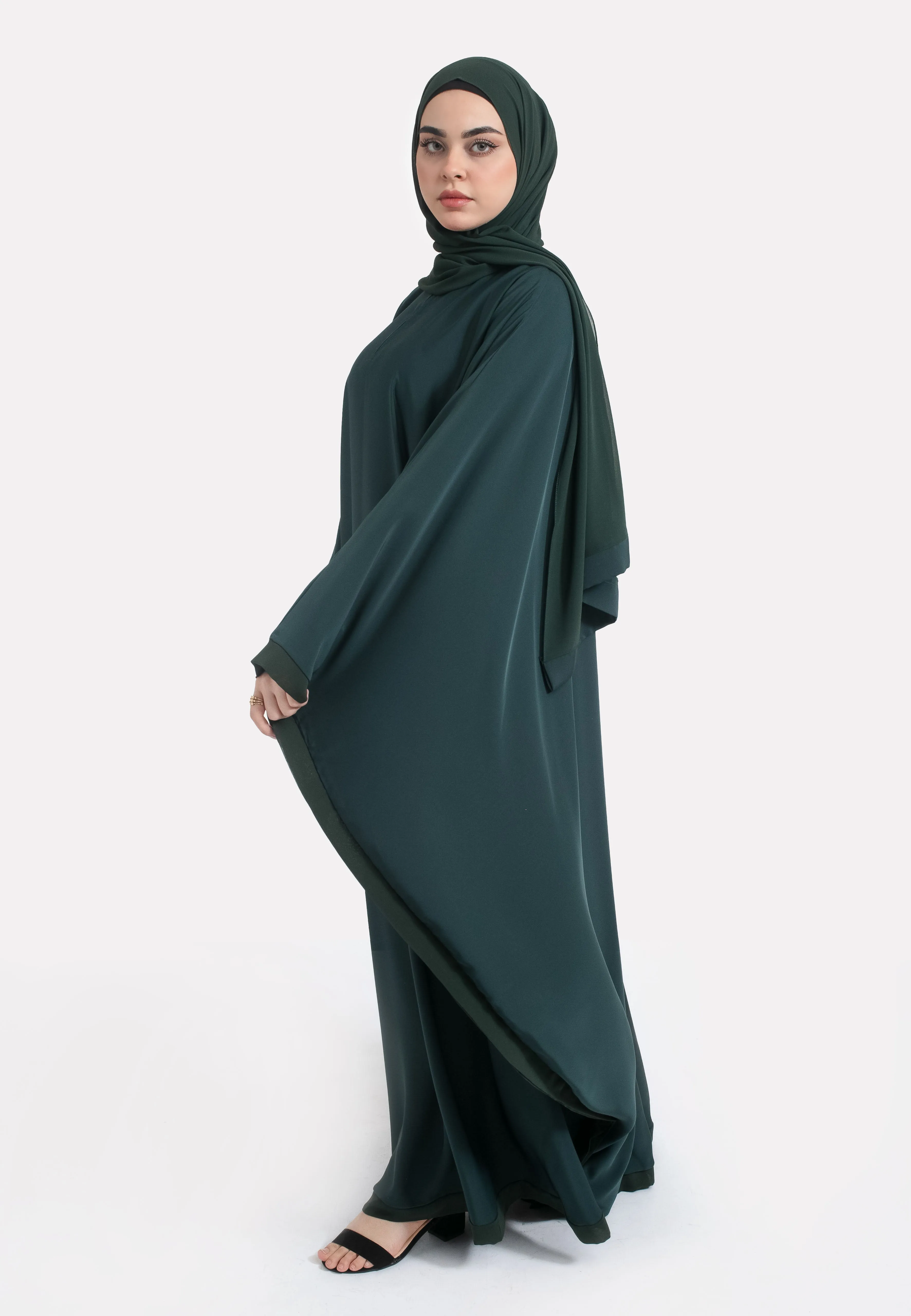 Classic Plain Forest Green Butterfly Farasha