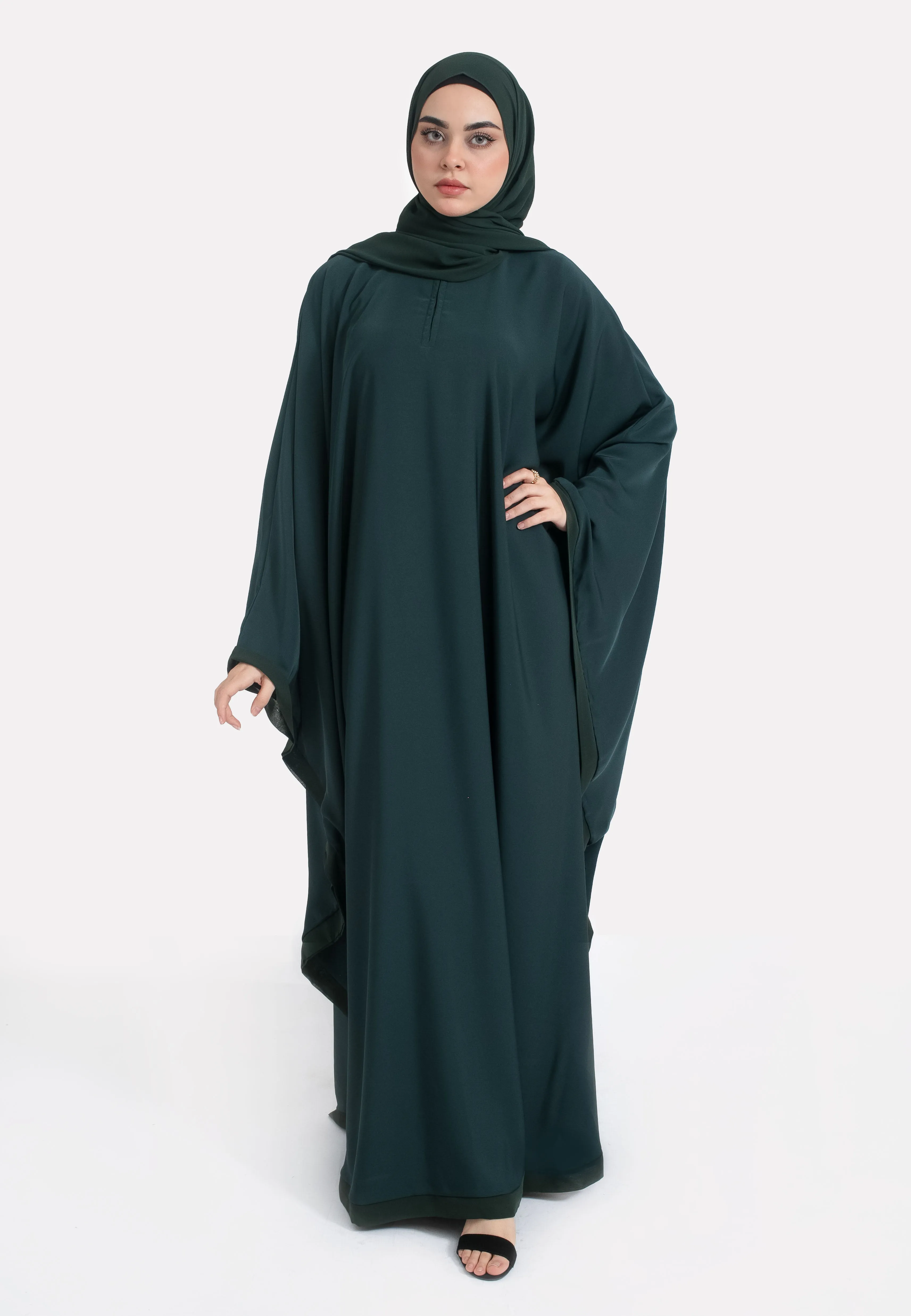 Classic Plain Forest Green Butterfly Farasha