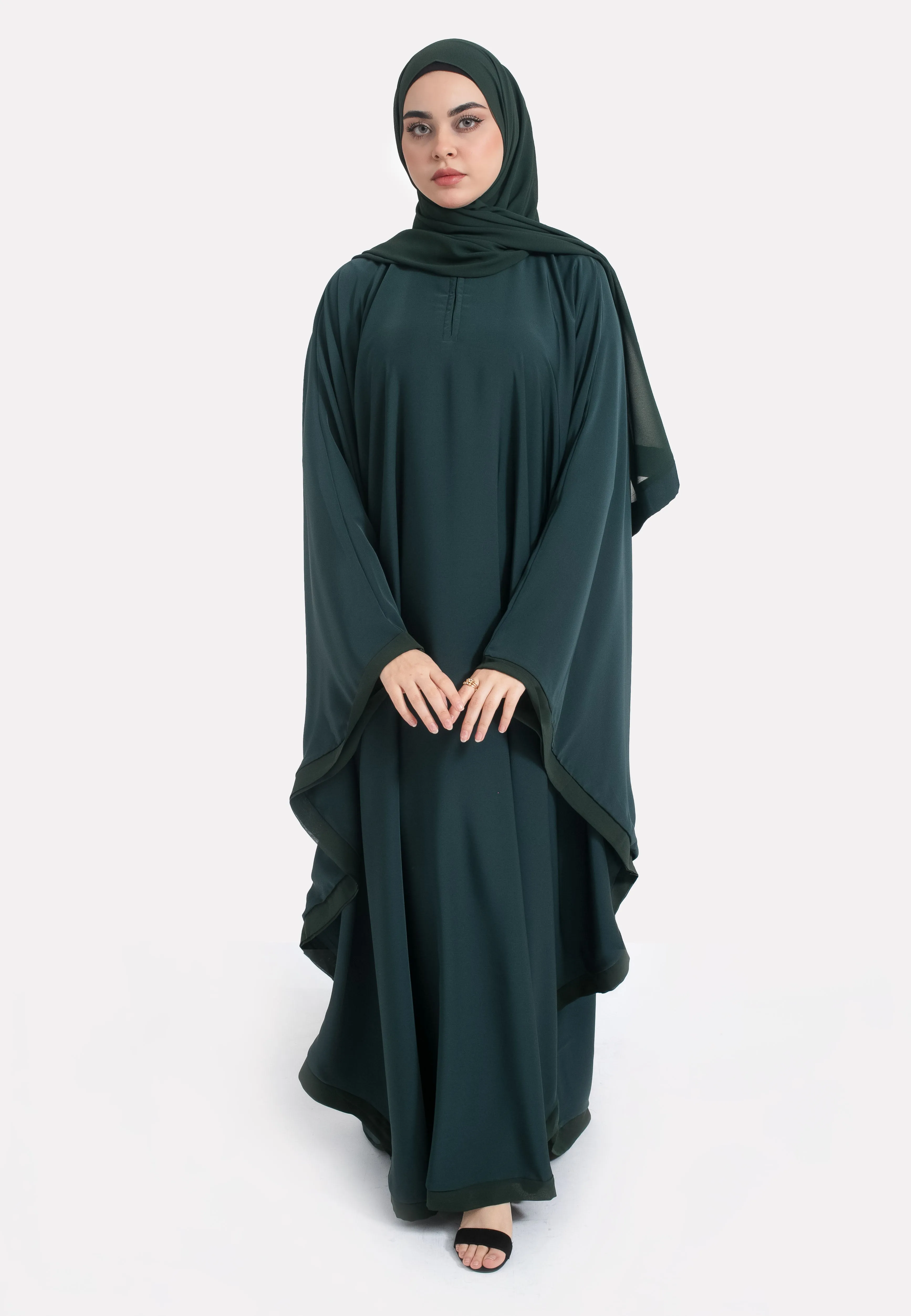 Classic Plain Forest Green Butterfly Farasha