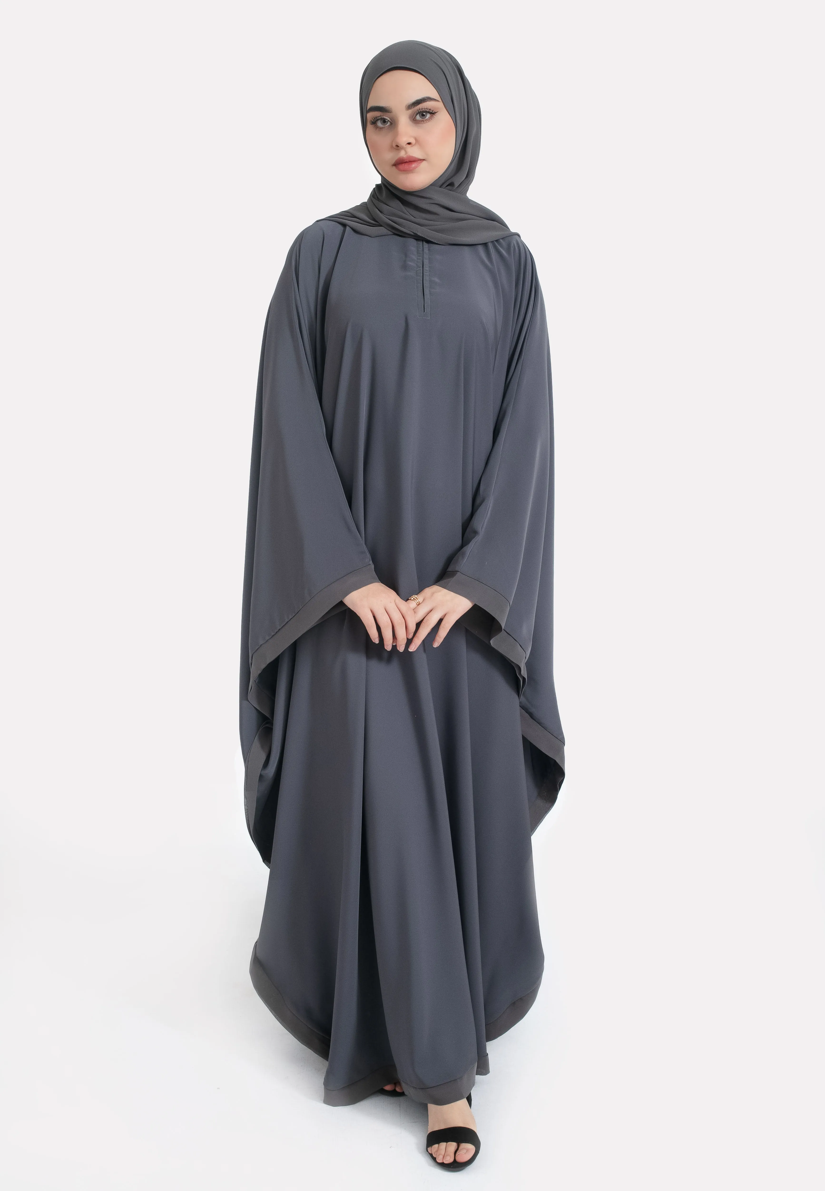 Classic Plain Pebble Grey Butterfly Farasha