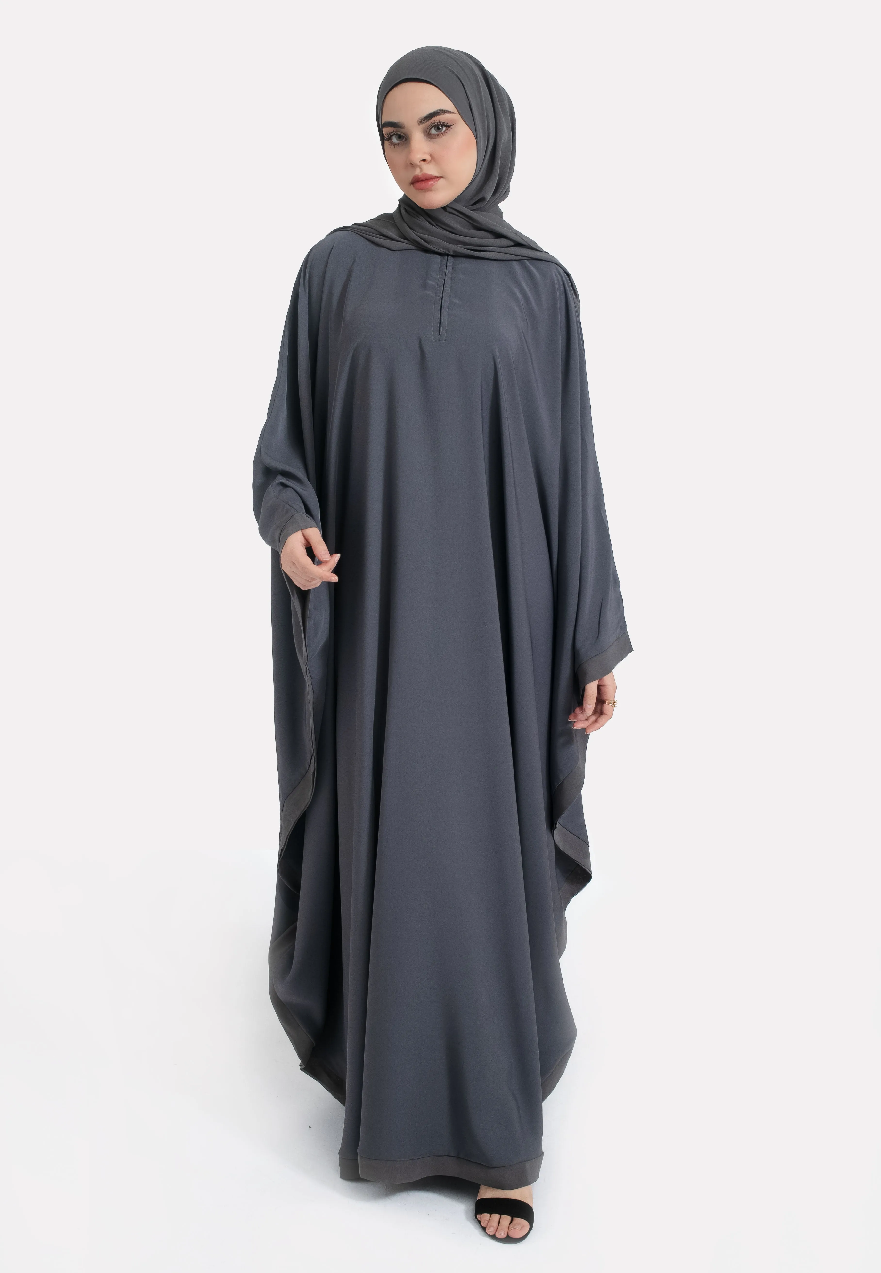 Classic Plain Pebble Grey Butterfly Farasha