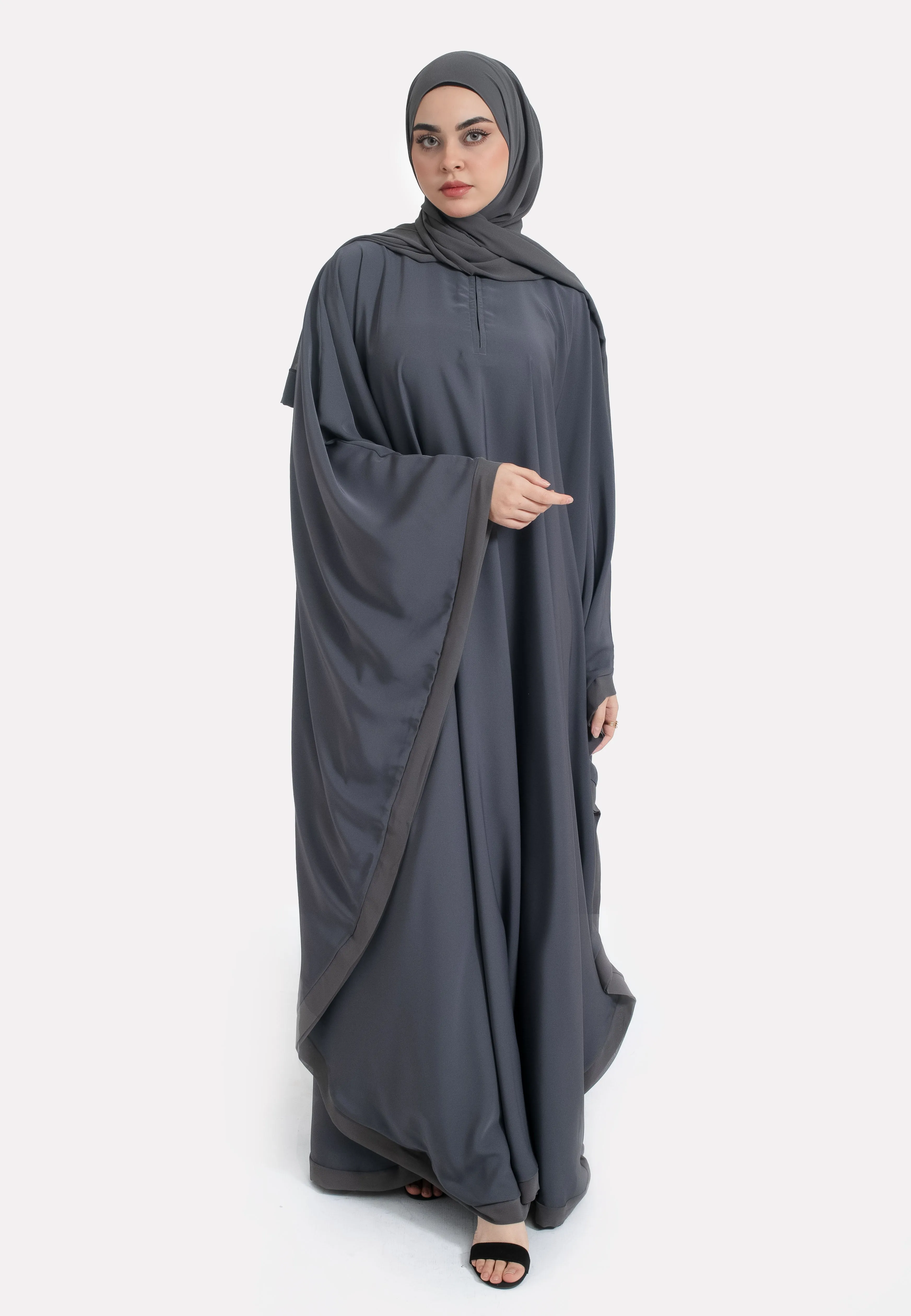 Classic Plain Pebble Grey Butterfly Farasha