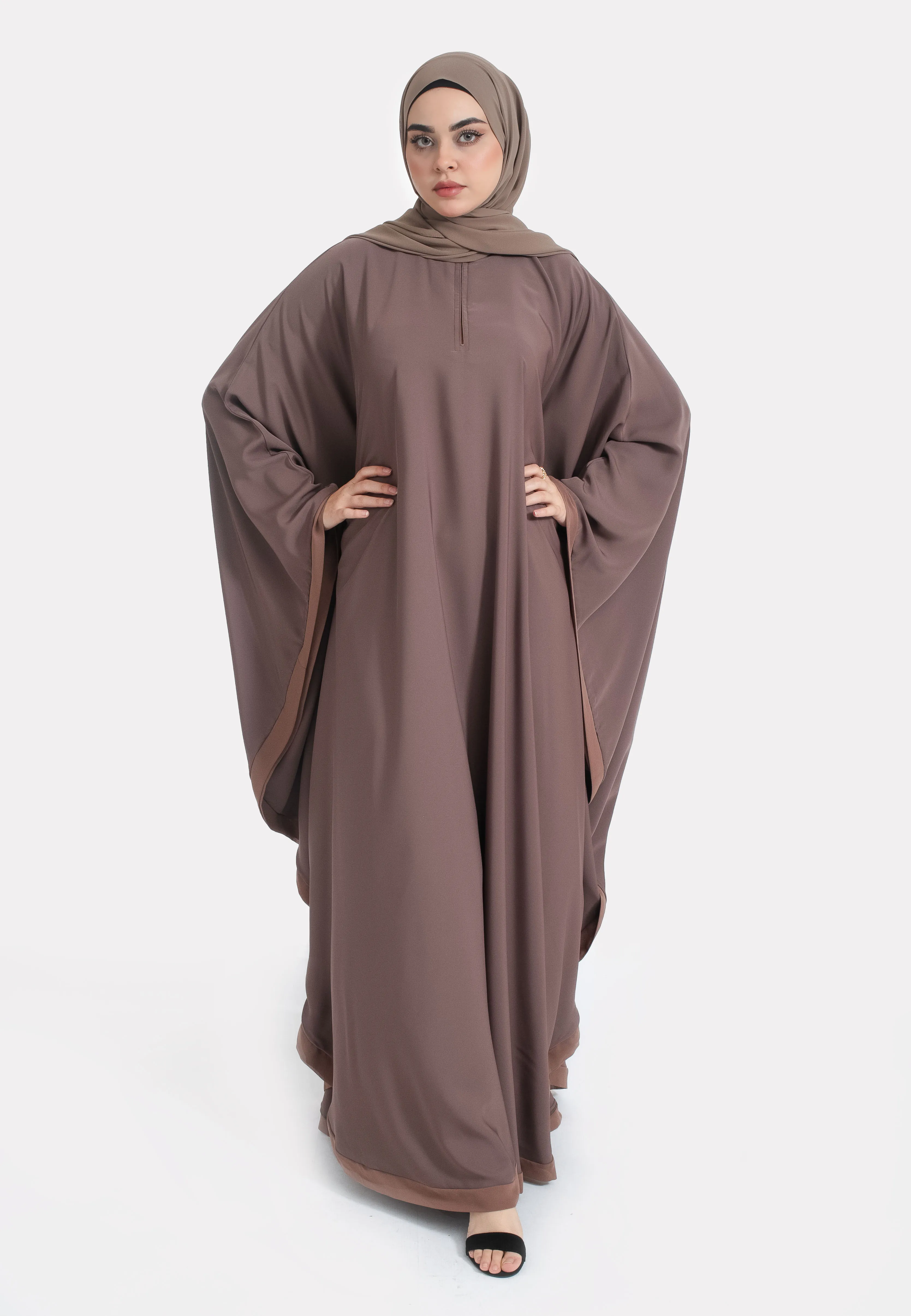 Classic Plain Taupe Butterfly Farasha