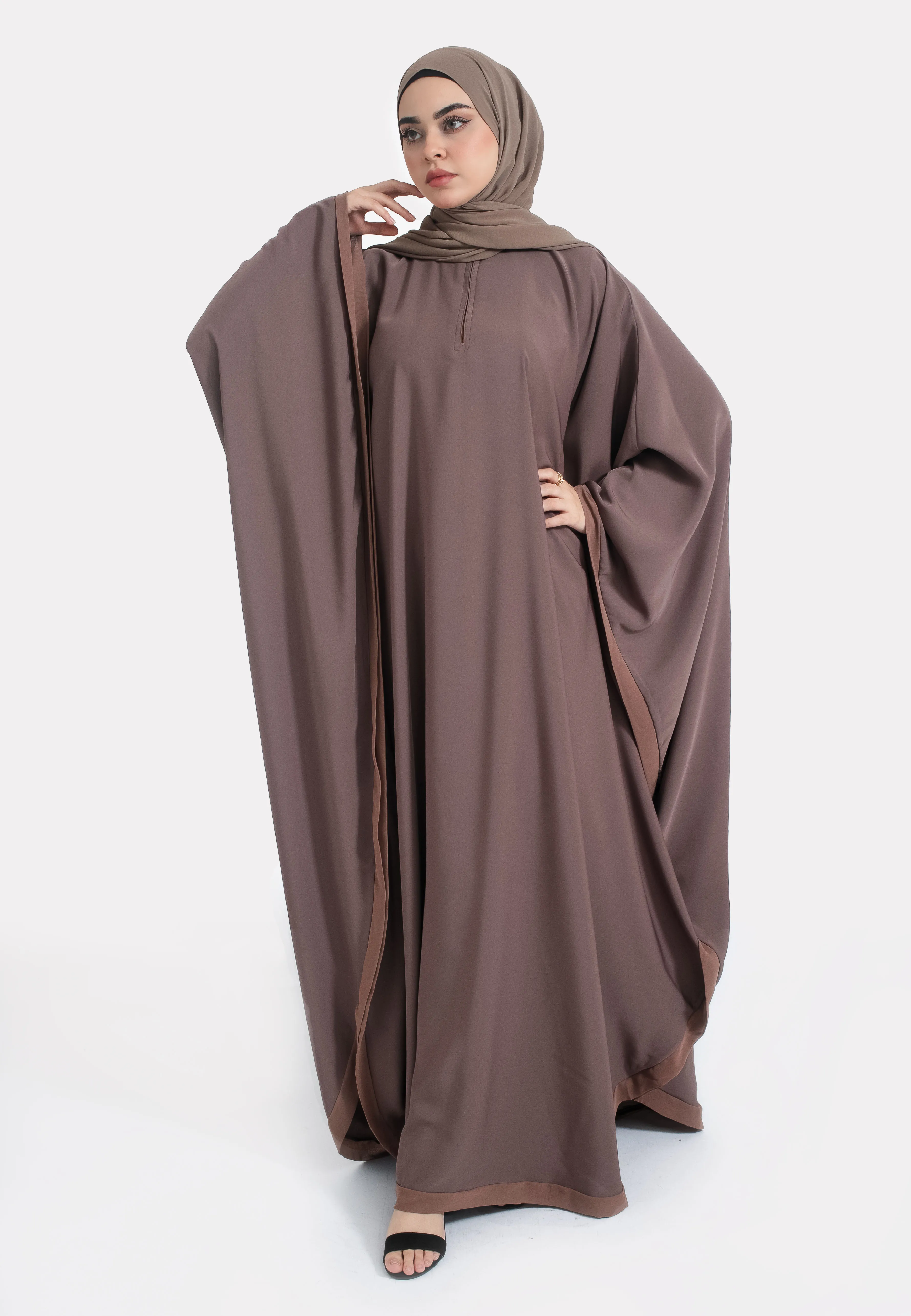 Classic Plain Taupe Butterfly Farasha