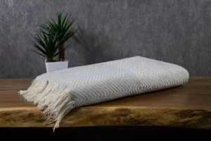 Cotswold Cotton Two-toned Chevron Design Blanket With Tassels