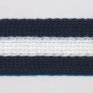 Cotton Stripe Knit Tape #01 Night Blue & Off White