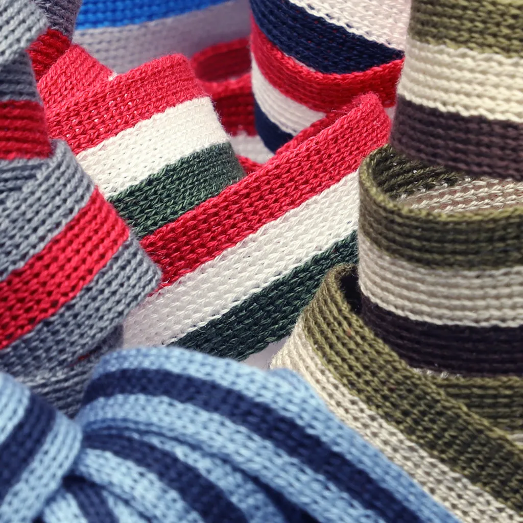 Cotton Stripe Knit Tape #02 Scarlet & Off White & Night Blue