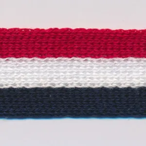 Cotton Stripe Knit Tape #02 Scarlet & Off White & Night Blue