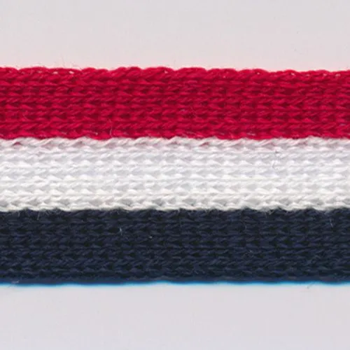 Cotton Stripe Knit Tape #02 Scarlet & Off White & Night Blue