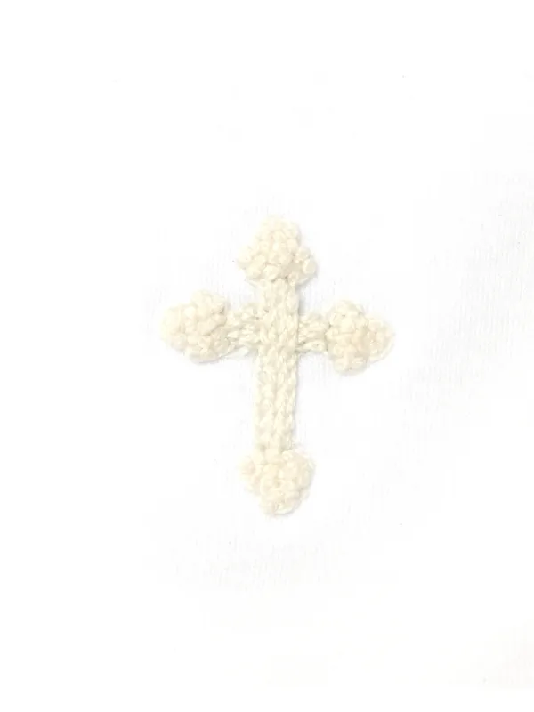 Cross Pima Baby Blanket | White